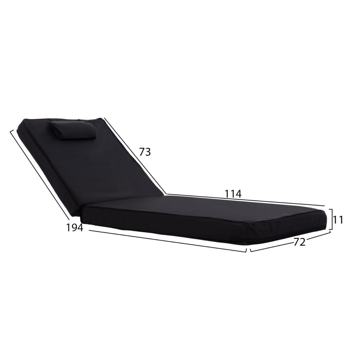 ΜΑΞΙΛΑΡΙ ΞΑΠΛΩΣΤΡΑΣ TEXTILENE 600gr/m2 2X1 SIFNOΜΑΥΡΟ HM11237.05T 194x70x11 εκ. - Image 2