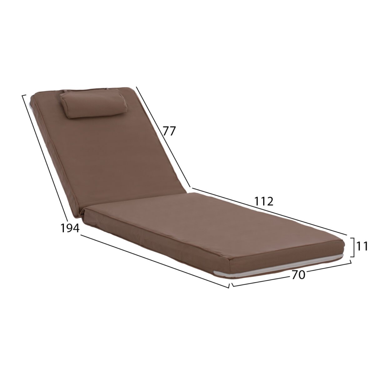 ΜΑΞΙΛΑΡΙ ΞΑΠΛΩΣΤΡΑΣ TEXTILENE 600gr/m2 2X1 SIFNOS ΜΟΚΑ HM11237.04T 194x70x11εκ. - Image 2