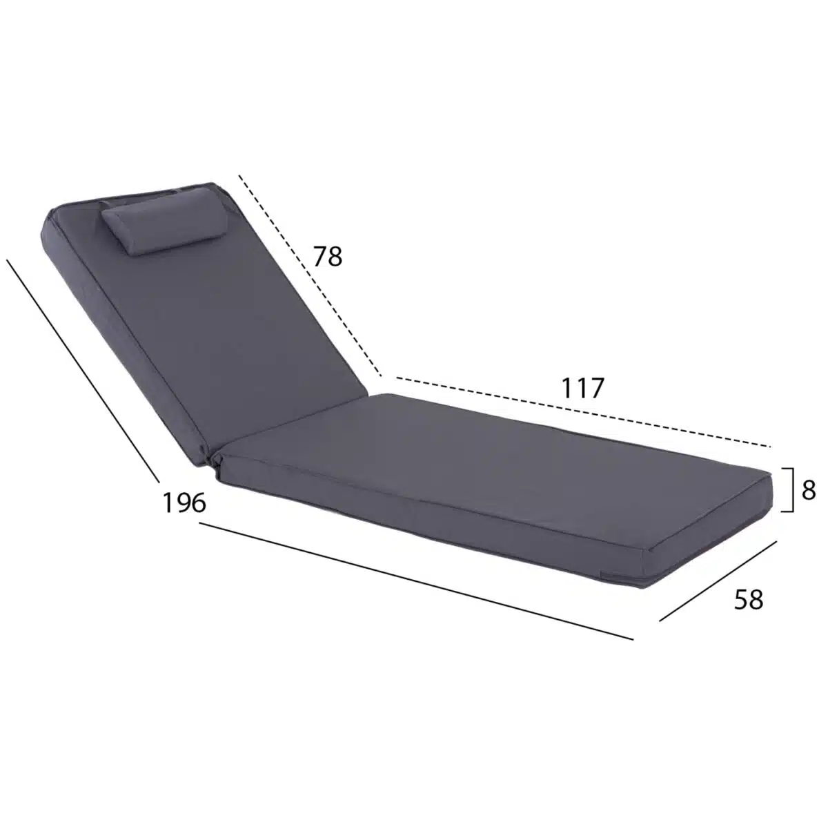 ΜΑΞΙΛΑΡΙ ΞΑΠΛΩΣΤΡΑΣ TEXTILENE 600gr SIFNOS ΓΚΡΙ HM11236.30T 196(117+1+78)x58x9εκ. - Image 2