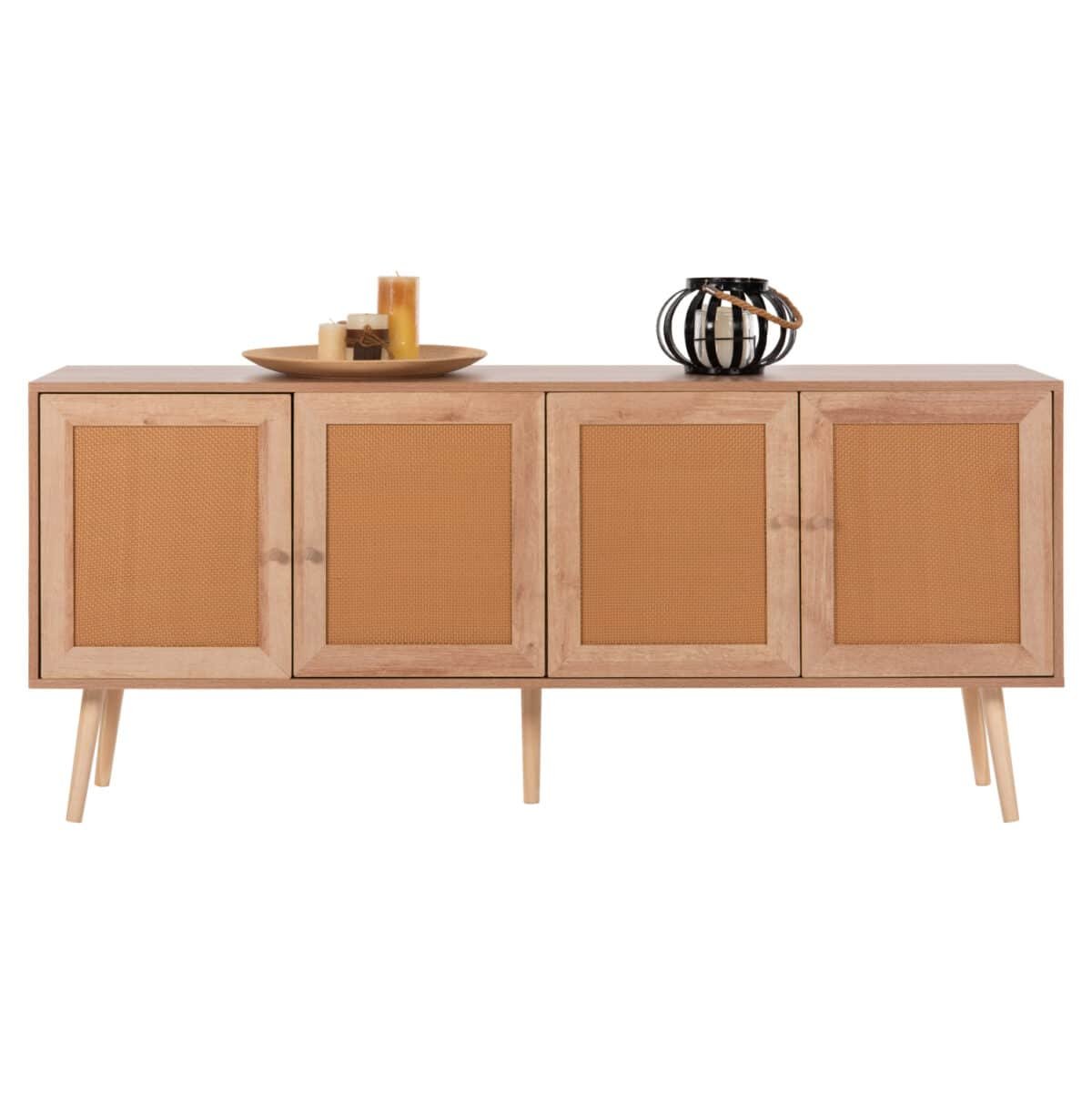 ΜΠΟΥΦΕΣ COLM HM9440.11 ΜΕΛΑΜΙΝΗΣ & ΣΥΝΘΕΤΙΚΟ RATTAN ΣΤΙΣ 4 ΠΟΡΤΕΣ 160x39,5x71Yεκ. - Image 4