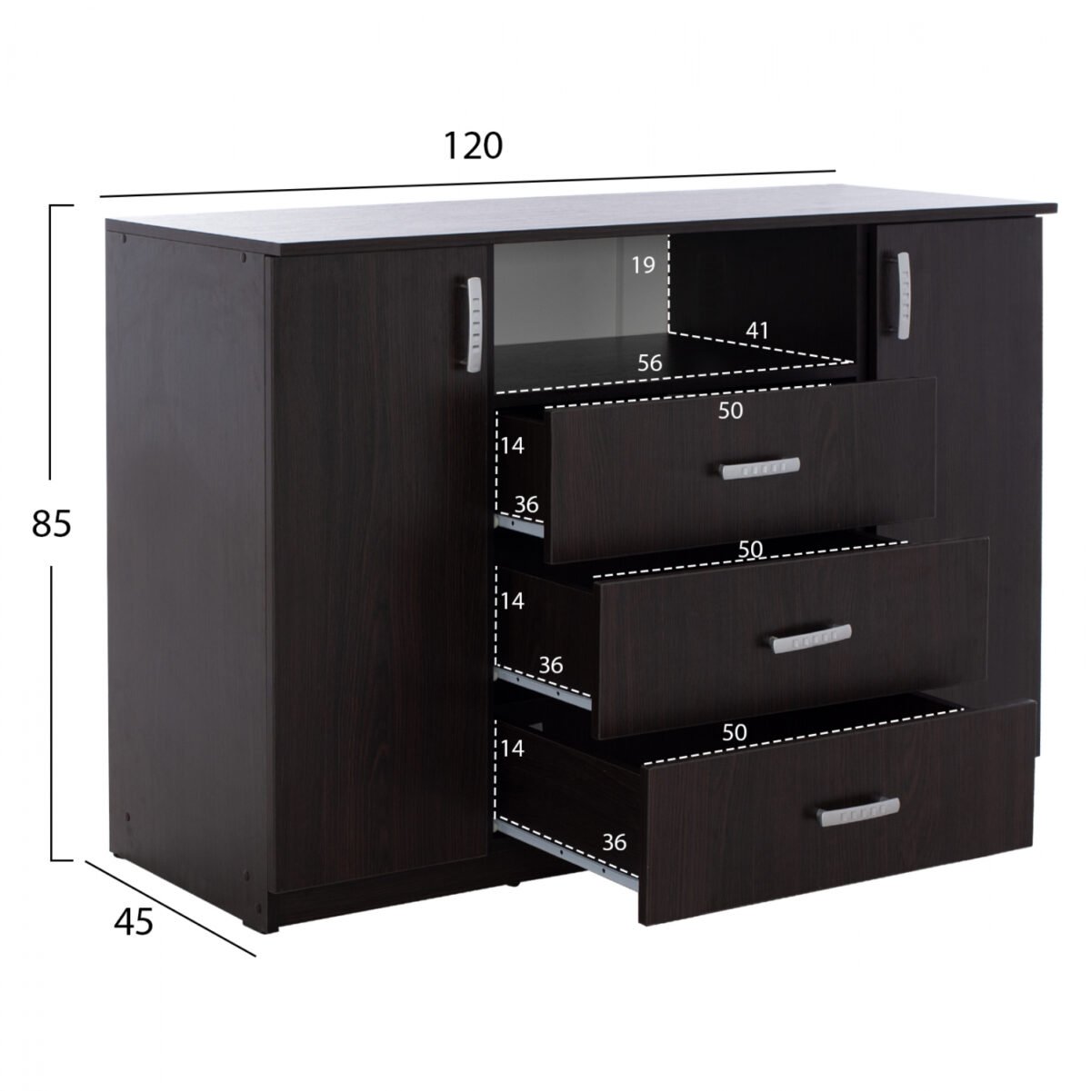 ΜΠΟΥΦΕΣ ΜΕ 2 ΝΤΟΥΛΑΠΙΑ Κ 3 ΣΥΡΤΑΡΙΑ ADLER WENGE HM2430.02 120X45X85Y εκ. - Image 2