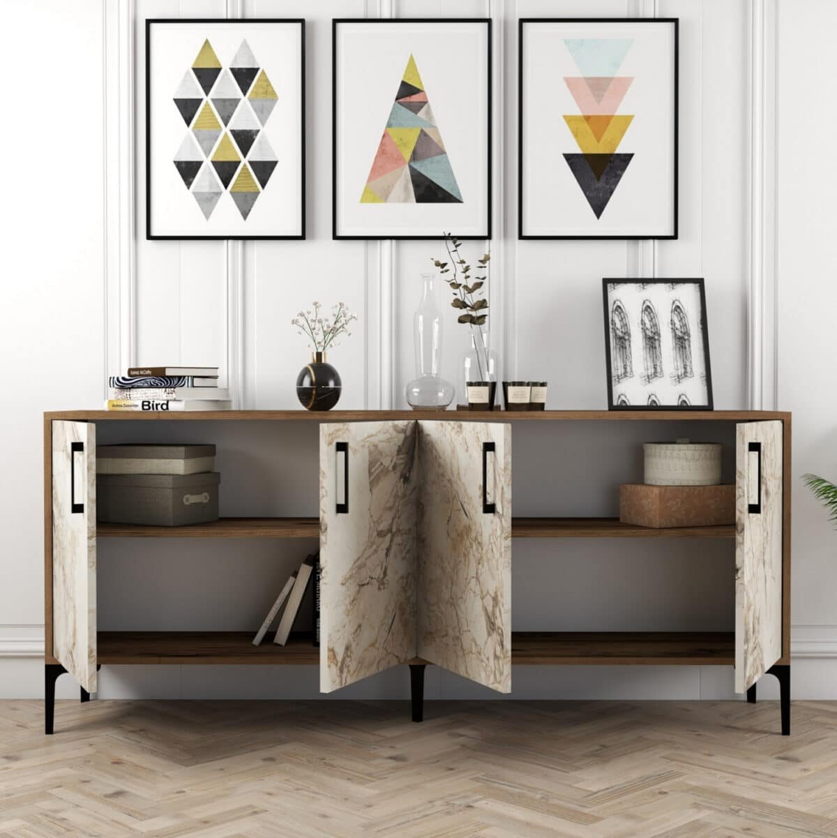 ΜΠΟΥΦΕΣ ΜΕΛΑΜΙΝΗΣ ΕΦΕ ΕΚΡΟΥ ΜΑΡΜΑΡΟ ΚΑΙ ΚΑΡΥΔΙ 180x35x78Υεκ.HM9428.02 - Image 4