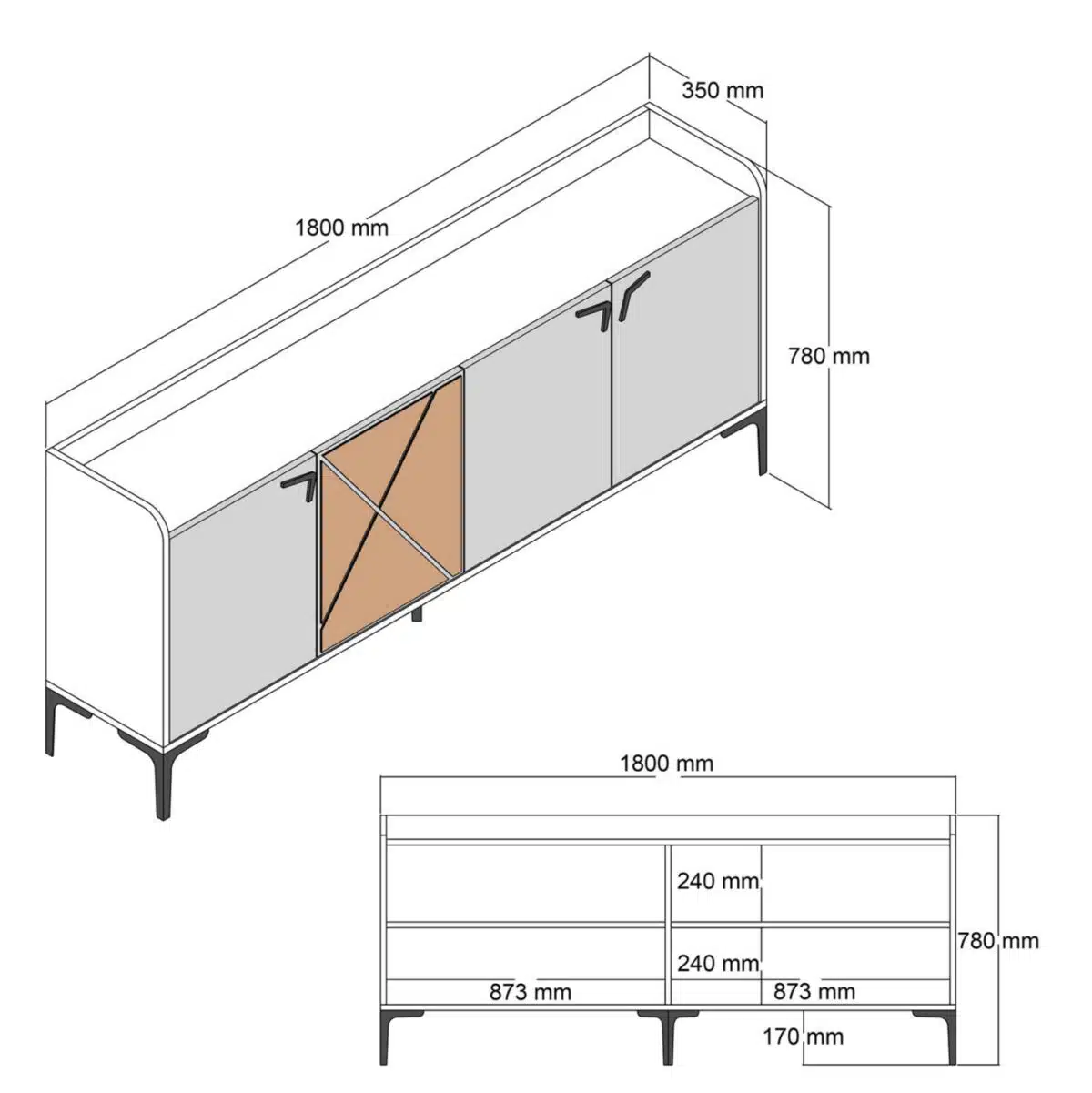 ΜΠΟΥΦΕΣ ΜΕΛΑΜΙΝΗΣ ΚΑΡΥΔΙ ΚΑΙ ΑΝΘΡΑΚΙ 180x35x78Yεκ. HM9433.01 - Image 2