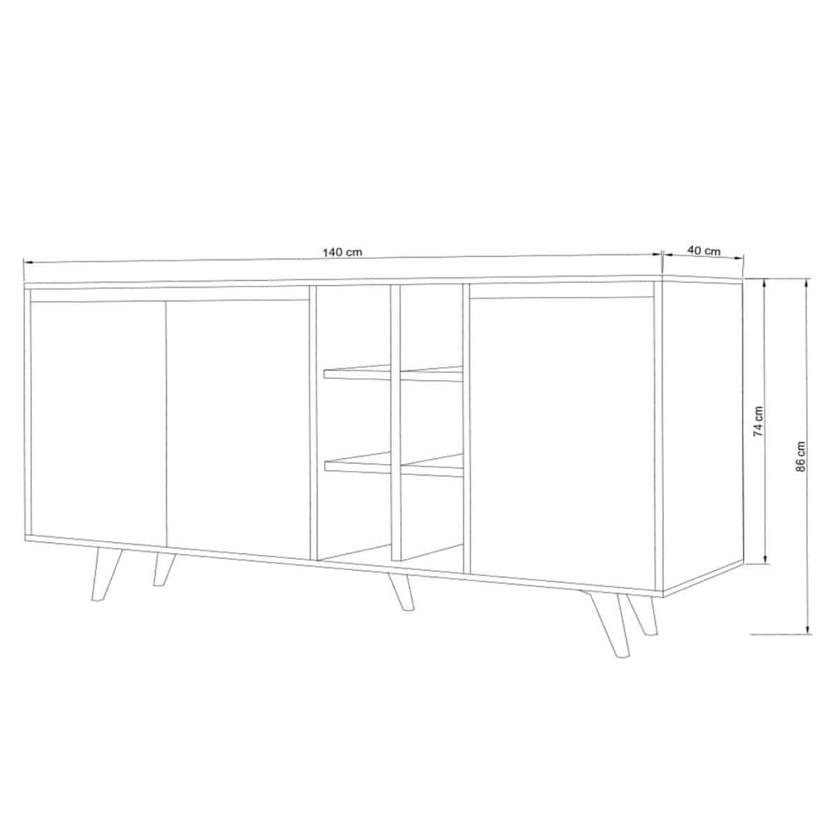 ΜΠΟΥΦΕΣ ΜΕΛΑΜΙΝΗΣ ΚΑΡΥΔΙ ΜΕ ΛΕΥΚΕΣ ΠΟΡΤΕΣ 140x40x86Yεκ.HM9432.02 - Image 2