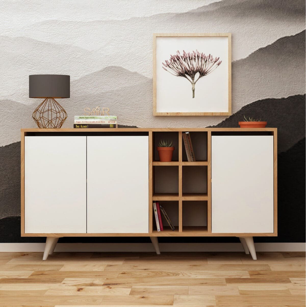 ΜΠΟΥΦΕΣ ΜΕΛΑΜΙΝΗΣ ΚΑΡΥΔΙ ΜΕ ΛΕΥΚΕΣ ΠΟΡΤΕΣ 140x40x86Yεκ.HM9432.02 - Image 4