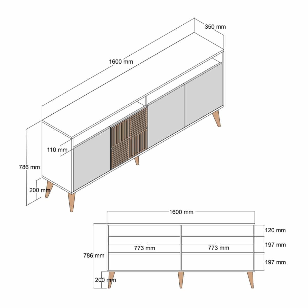 ΜΠΟΥΦΕΣ ΜΕΛΑΜΙΝΗΣ ΚΑΡΥΔΙ ΜΕ ΟΨΗ ΜΑΥΡΟΥ ΜΑΡΜΑΡΟΥ HM9506.02  160x35x78Υ εκ. - Image 2