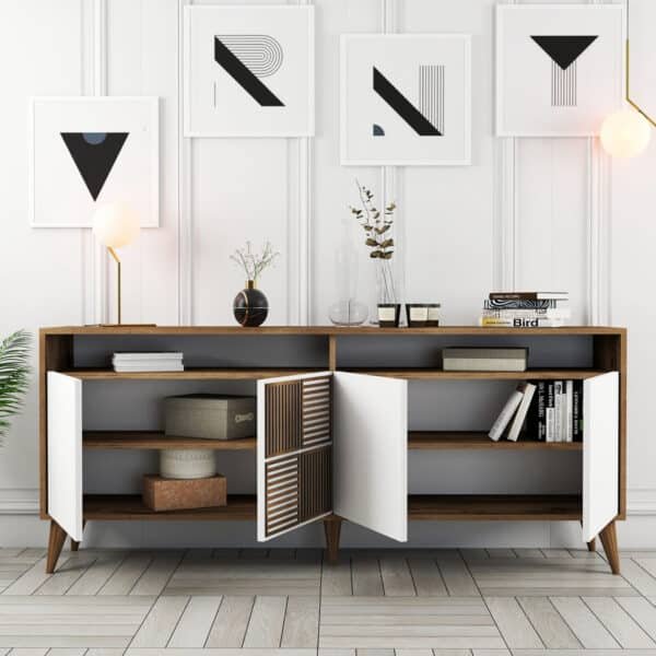 ΜΠΟΥΦΕΣ ΜΕΛΑΜΙΝΗΣ ΣΕ ΚΑΡΥΔΙ ΧΡΩΜΑ ΜΕ ΛΕΥΚΕΣ ΠΟΡΤΕΣ 180x35x78.6Υεκ.HM9431.02 - Image 5