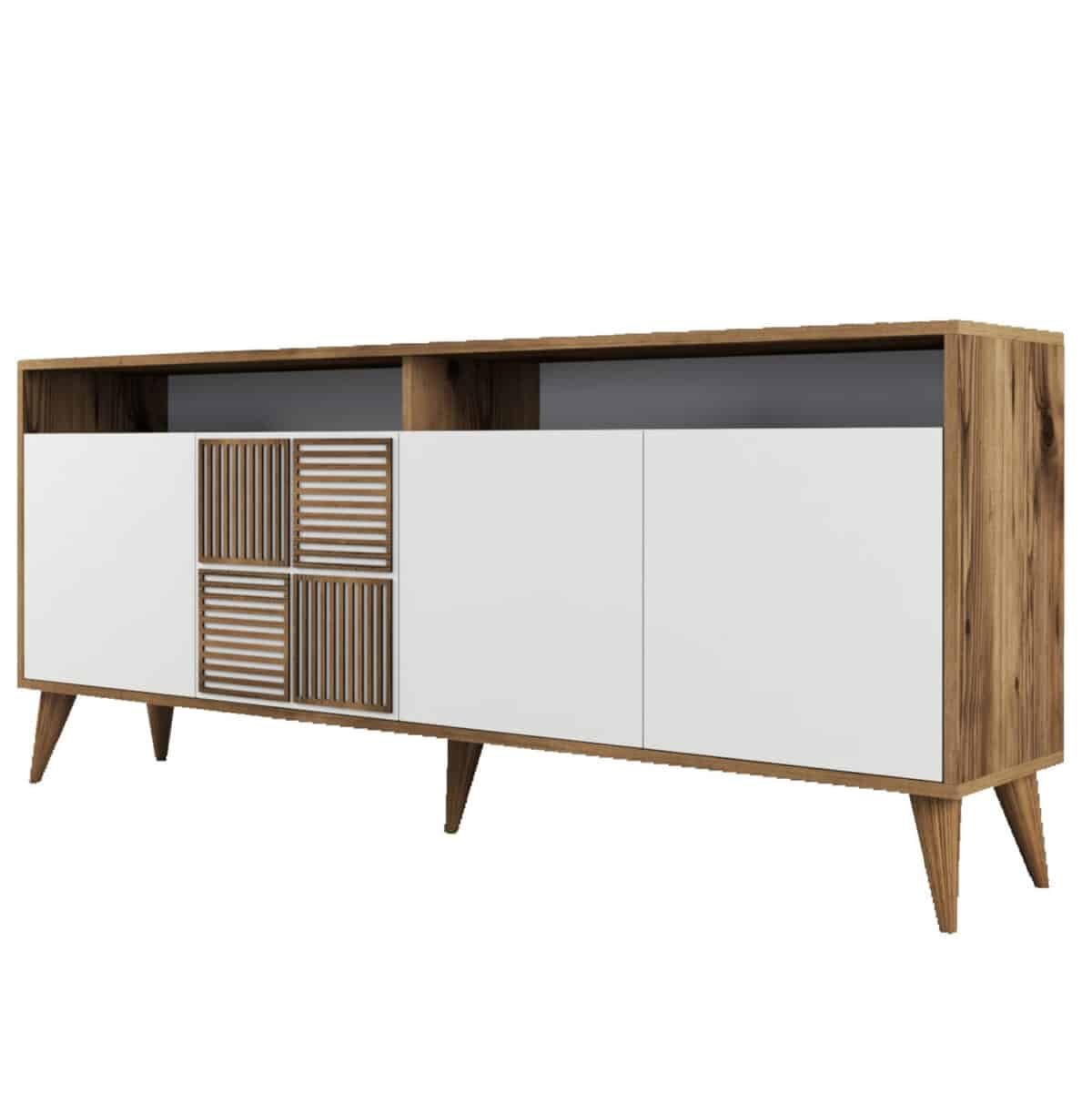 ΜΠΟΥΦΕΣ ΜΕΛΑΜΙΝΗΣ ΣΕ ΚΑΡΥΔΙ ΧΡΩΜΑ ΜΕ ΛΕΥΚΕΣ ΠΟΡΤΕΣ 180x35x78.6Υεκ.HM9431.02 - Image 8