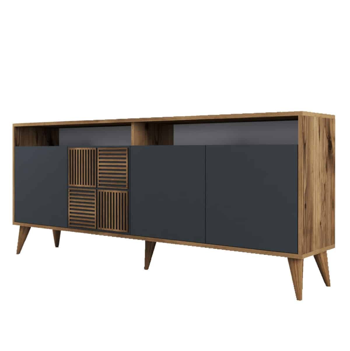 ΜΠΟΥΦΕΣ ΜΕΛΑΜΙΝΗΣ ΣΕ ΚΑΡΥΔΙ ΜΕ ΑΝΘΡΑΚΙ ΠΟΡΤΕΣ 180x35x78.6Υεκ.HM9431.01 - Image 8