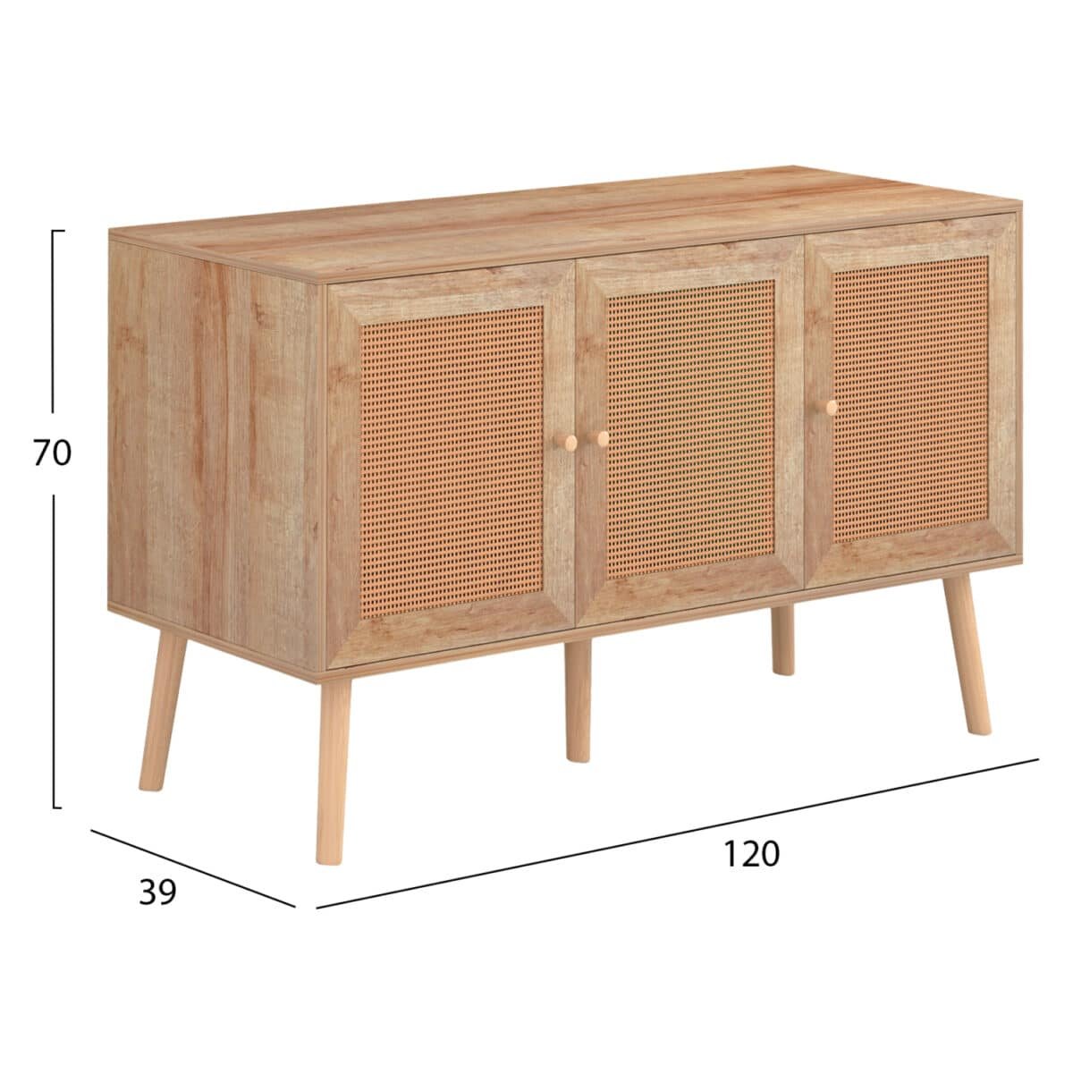 ΜΠΟΥΦΕΣ ΜΕΛΑΜΙΝΗΣ COLM- ΣΥΝΘ. RATTAN ΣΤΙΣ ΠΟΡΤΕΣ HM9220.11 120Χ39Χ70Υεκ. - Image 2