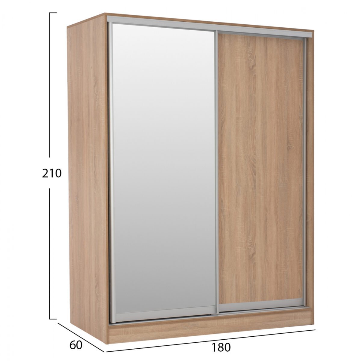 ΝΤΟΥΛΑΠΑ 2ΦΥΛΛΗ 180X60X210Υεκ. ΣΥΡΟΜΕΝΗ ΜΕ ΚΑΘΡΕΠΤΗ SONAMA OAK HM2437 - Image 2