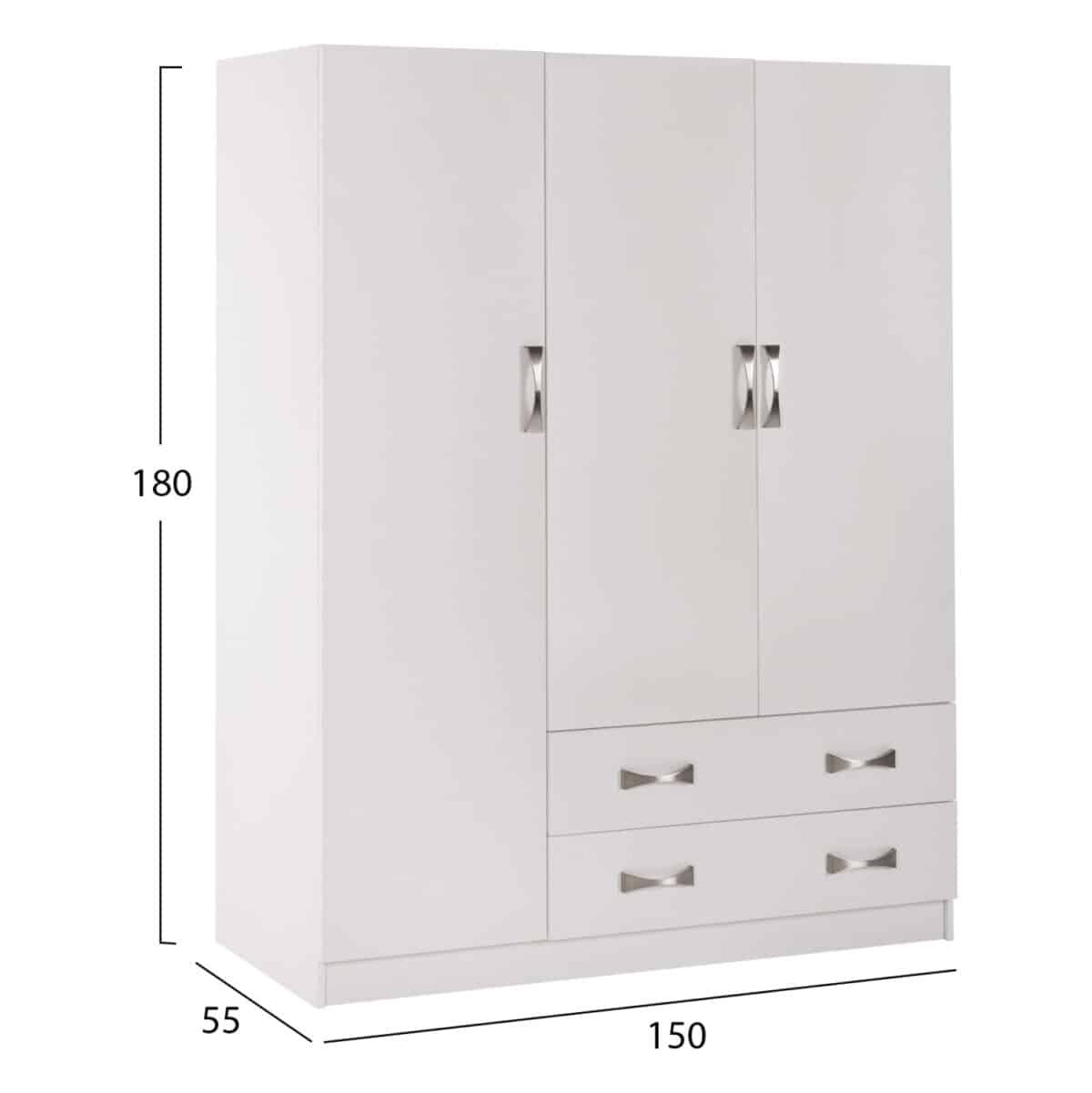 ΝΤΟΥΛΑΠΑ 3ΦΥΛΛΗ CARLY HM384.05 ΜΕ ΔΥΟ ΣΥΡΤΑΡΙΑ ΛΕΥΚΗ 150X55Χ180Υεκ. - Image 2