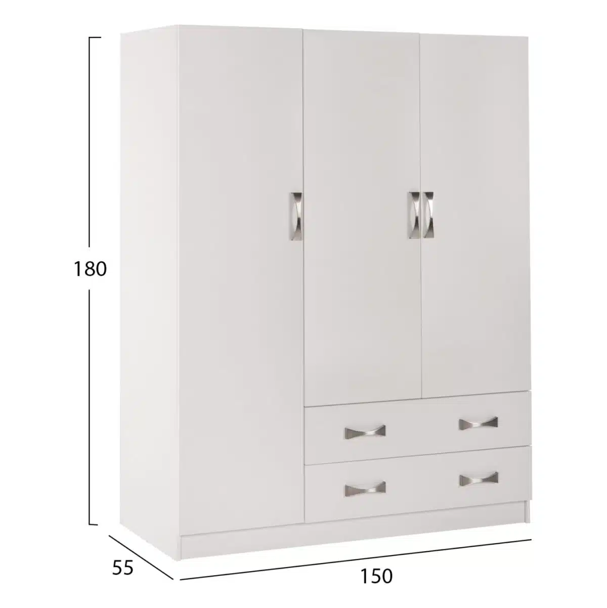 ΝΤΟΥΛΑΠΑ 3ΦΥΛΛΗ CARLY HM384.05 ΜΕ ΔΥΟ ΣΥΡΤΑΡΙΑ ΛΕΥΚΗ 150X55Χ180Υεκ. - Image 2