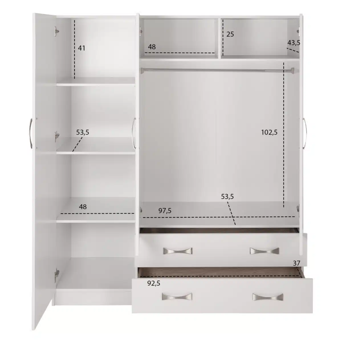 ΝΤΟΥΛΑΠΑ 3ΦΥΛΛΗ CARLY HM384.05 ΜΕ ΔΥΟ ΣΥΡΤΑΡΙΑ ΛΕΥΚΗ 150X55Χ180Υεκ. - Image 3