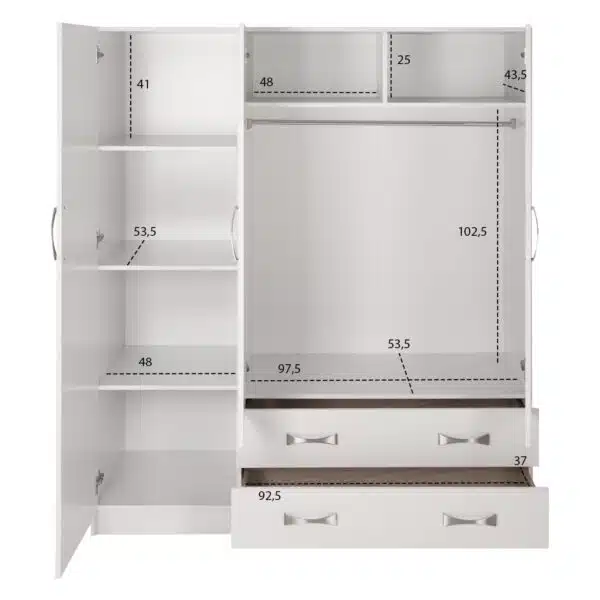 ΝΤΟΥΛΑΠΑ 3ΦΥΛΛΗ CARLY HM384.05 ΜΕ ΔΥΟ ΣΥΡΤΑΡΙΑ ΛΕΥΚΗ 150X55Χ180Υεκ. - Image 3