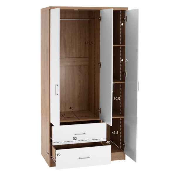 ΝΤΟΥΛΑΠΑ 3ΦΥΛΛΗ ME 2 ΣΥΡΤΑΡΙΑ CAESAR HM340.06 SONAMA - ΛΕΥΚO 89x42,5x181 εκ. - Image 3