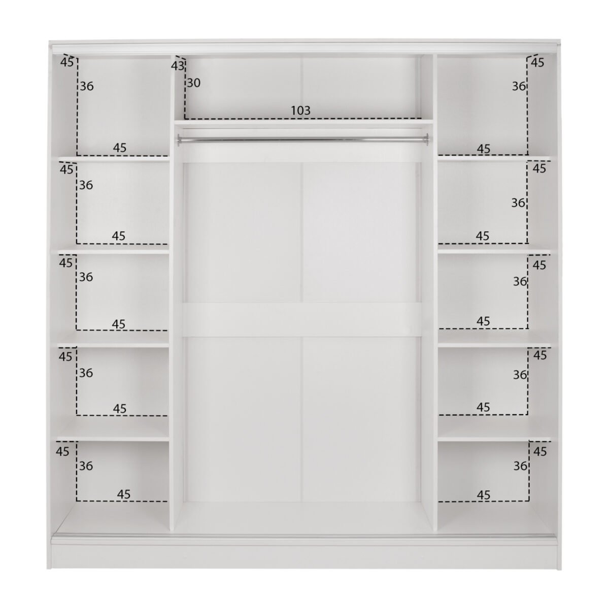 ΝΤΟΥΛΑΠΑ ΣΥΡΟΜΕΝΗ ADLER ΜΕΛΑΜΙΝΗΣ ΛΕΥΚΗ ΜΕ ΚΑΘΡΕΠΤΗ HM2435.03  200X60X210Υεκ - Image 4