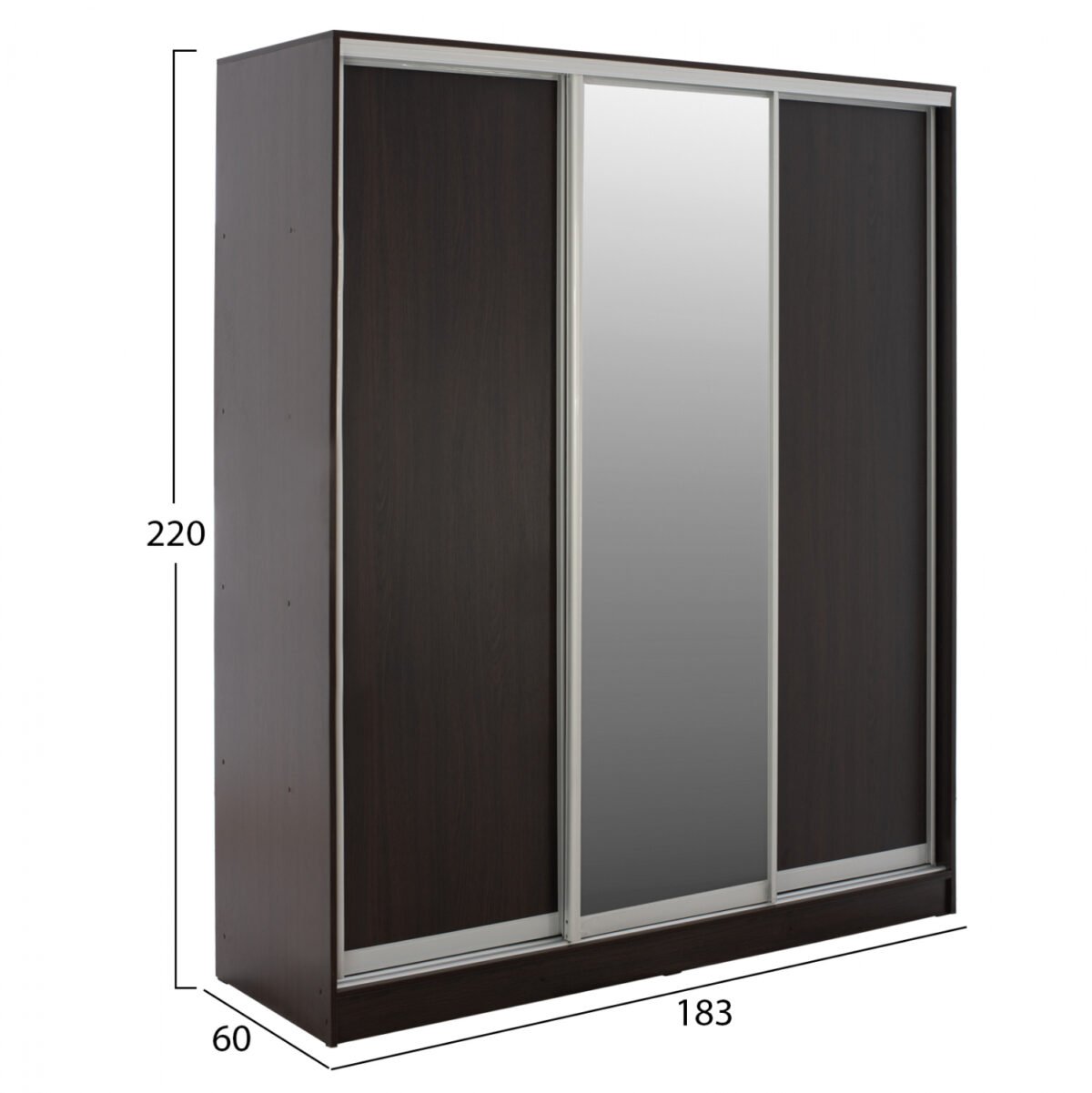 ΝΤΟΥΛΑΠΑ ΣΥΡΟΜΕΝΗ ADLER ΜΕΛΑΜΙΝΗΣ WENGE ΜΕ ΚΑΘΡΕΦΤΗ 3ΦΥΛΛΗ HM2461.02 183x60x220 εκ. - Image 2