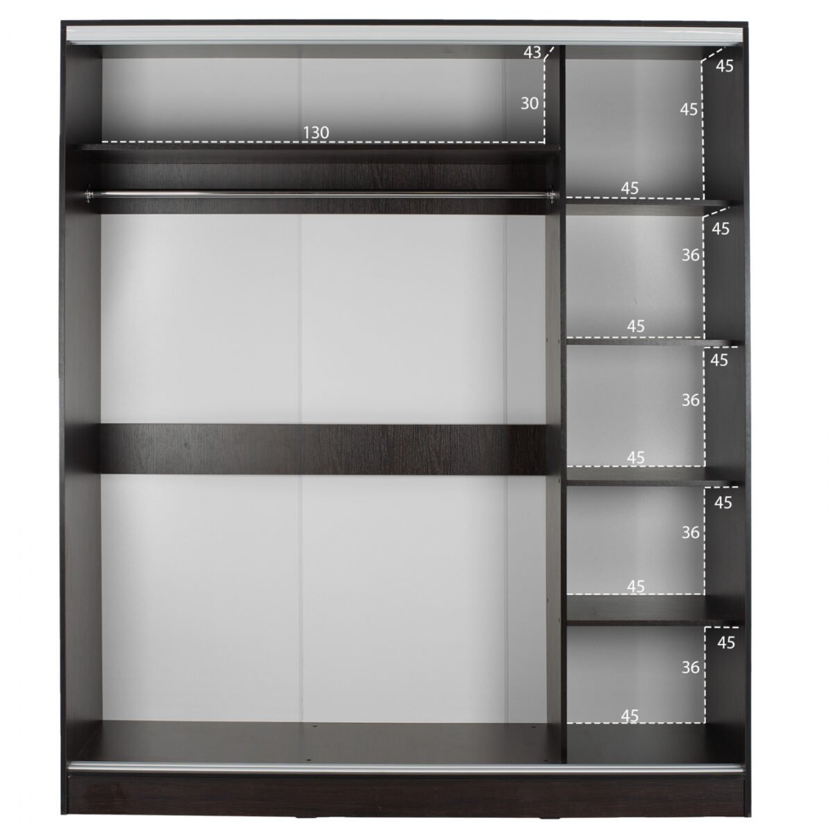 ΝΤΟΥΛΑΠΑ ΣΥΡΟΜΕΝΗ ADLER ΜΕΛΑΜΙΝΗΣ WENGE ΜΕ ΚΑΘΡΕΠΤΗ HM2437.02  180X60X210Υεκ. - Image 3