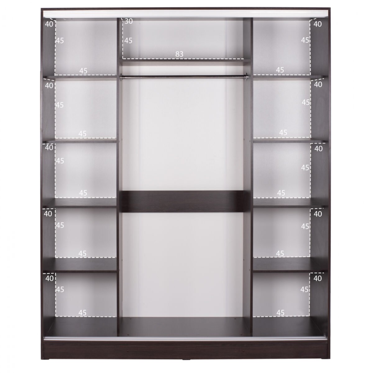 ΝΤΟΥΛΑΠΑ ΣΥΡΟΜΕΝΗ ADLER ΜΕΛΑΜΙΝΗΣ WENGE ΜΕ ΚΑΘΡΕΦΤΗ 3ΦΥΛΛΗ HM2461.02 183x60x220 εκ. - Image 4