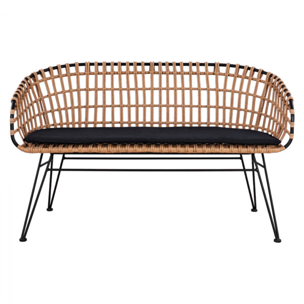 ΠΑΓΚΑΚΙ ΜΕΤΑΛΛΙΚΟ ALLEGRA HM5692 ΜΕ WICKER ΜΑΥΡΟ-ΜΠΕΖ 124x57x77Υ εκ. - Image 3