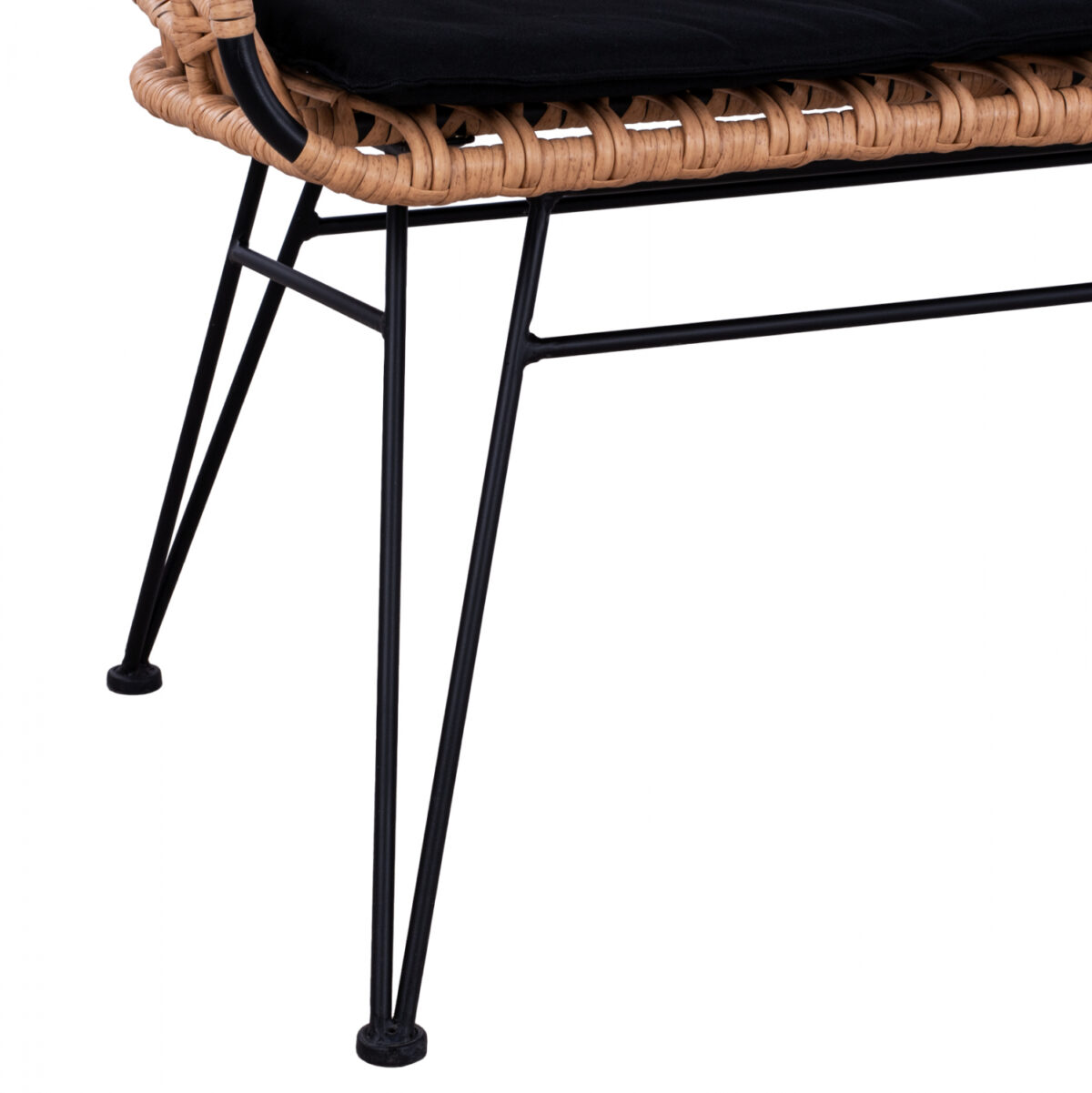 ΠΑΓΚΑΚΙ ΜΕΤΑΛΛΙΚΟ ALLEGRA HM5692 ΜΕ WICKER ΜΑΥΡΟ-ΜΠΕΖ 124x57x77Υ εκ. - Image 7