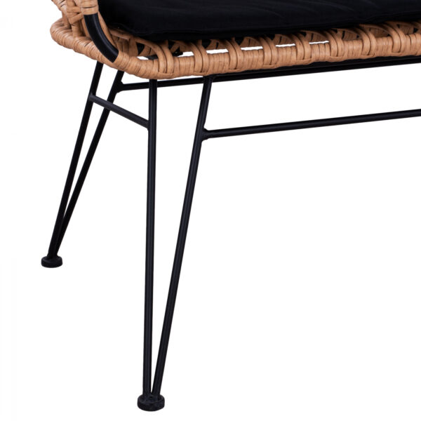 ΠΑΓΚΑΚΙ ΜΕΤΑΛΛΙΚΟ ALLEGRA HM5692 ΜΕ WICKER ΜΑΥΡΟ-ΜΠΕΖ 124x57x77Υ εκ. - Image 7