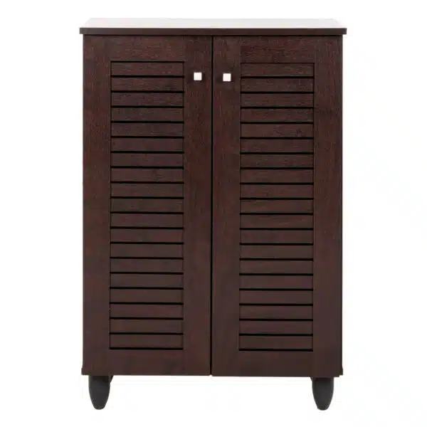 ΠΑΠΟΥΤΣΟΘΗΚΗ-ΝΤΟΥΛΑΠΑ PROLLY HM9608.01 ΜΕΛΑΜΙΝΗ WENGE-2ΠΟΡΤΕΣ-4ΡΑΦΙΑ 60x34x88Υεκ. - Image 3