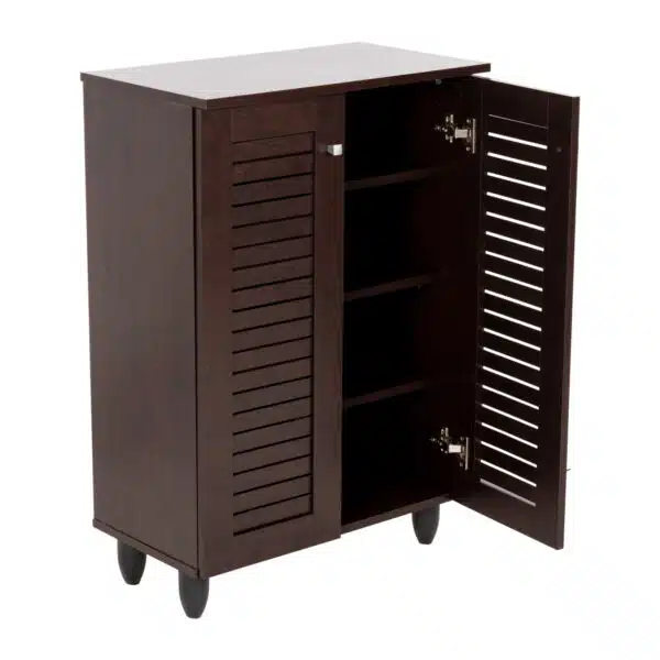 ΠΑΠΟΥΤΣΟΘΗΚΗ-ΝΤΟΥΛΑΠΑ PROLLY HM9608.01 ΜΕΛΑΜΙΝΗ WENGE-2ΠΟΡΤΕΣ-4ΡΑΦΙΑ 60x34x88Υεκ. - Image 5
