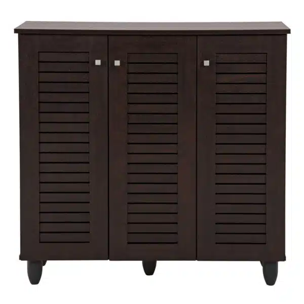 ΠΑΠΟΥΤΣΟΘΗΚΗ-ΝΤΟΥΛΑΠΑ PROLLY HM9609.01 ΜΕΛΑΜΙΝΗ WENGE-3ΠΟΡΤΕΣ-4ΡΑΦΙΑ 87x32x88Υεκ. - Image 3
