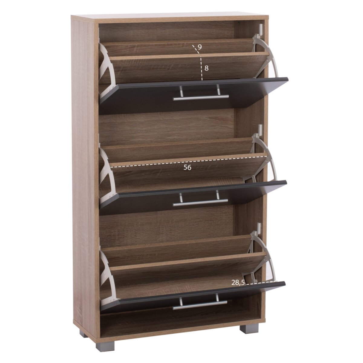 ΠΑΠΟΥΤΣΟΘΗΚΗ ΞΥΛΙΝΗ DAVINA HM2221.04 SONAMA-ΓΚΡΙ 3ΘΕΣΕΩΝ 62Χ24Χ110Υεκ - Image 2