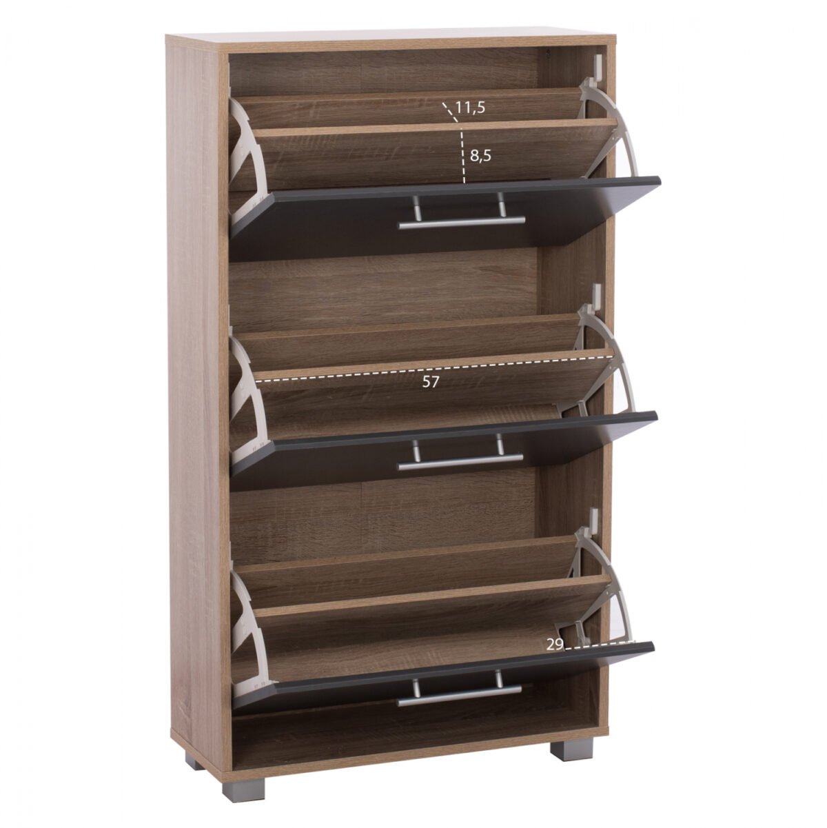 ΠΑΠΟΥΤΣΟΘΗΚΗ ΞΥΛΙΝΗ DAVINA HM2221.04 SONAMA-ΓΚΡΙ 3ΘΕΣΕΩΝ 62Χ24Χ110Υεκ - Image 3