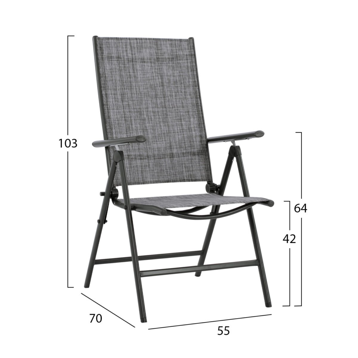 ΠΟΛΥΘΡΟΝΑ ZURI 7ΘΕΣΕΩΝ ΠΤΥΣ/ΝΗ ΜΕΤΑΛΛΙΚΗ ΓΚΡΙ ME ΓΚΡΙ TEXTILENE HM5700.01 55x70x103Y εκ. - Image 2