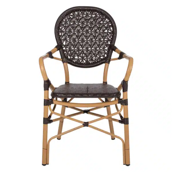 ΠΟΛΥΘΡΟΝΑ ΑΛΟΥΜΙΝΙΟΥ BAMBOO LOOK ΚΑΦΕ ΚΑΙ ΚΑΦΕ PE RATTAN HM5926.01 56x62x95Yεκ. - Image 3