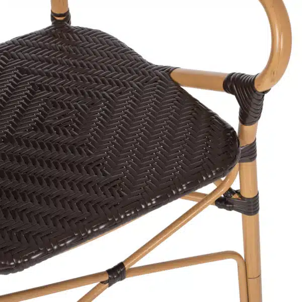 ΠΟΛΥΘΡΟΝΑ ΑΛΟΥΜΙΝΙΟΥ BAMBOO LOOK ΚΑΦΕ ΚΑΙ ΚΑΦΕ PE RATTAN HM5926.01 56x62x95Yεκ. - Image 7