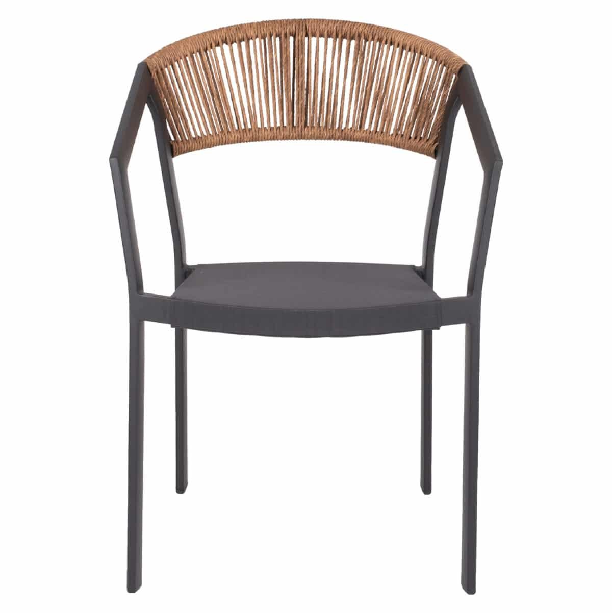 ΠΟΛΥΘΡΟΝΑ ΑΛΟΥΜΙΝΙΟΥ HM5891.01 ΑΝΘΡΑΚΙ ΣΚΕΛΕΤΟΣ&TEXTLINE-ΜΠΕΖ RATTAN 56,5x58x79Υ εκ. - Image 3