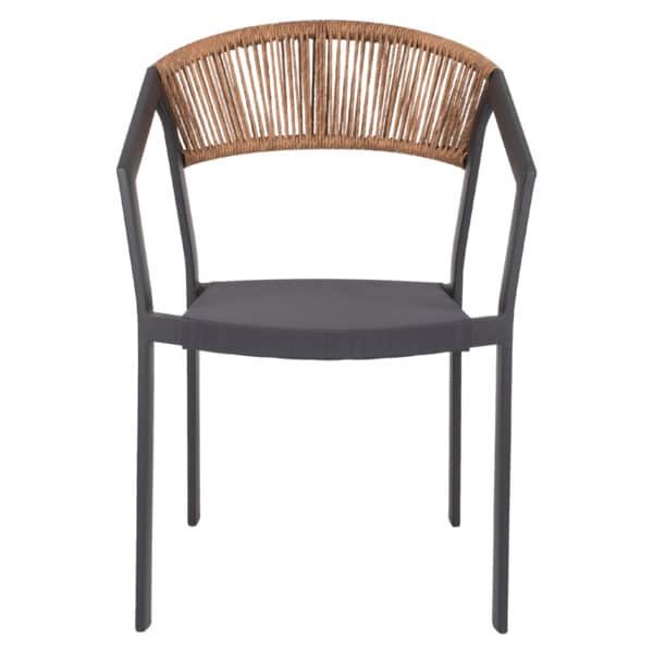 ΠΟΛΥΘΡΟΝΑ ΑΛΟΥΜΙΝΙΟΥ HM5891.01 ΑΝΘΡΑΚΙ ΣΚΕΛΕΤΟΣ&TEXTLINE-ΜΠΕΖ RATTAN 56,5x58x79Υ εκ. - Image 3