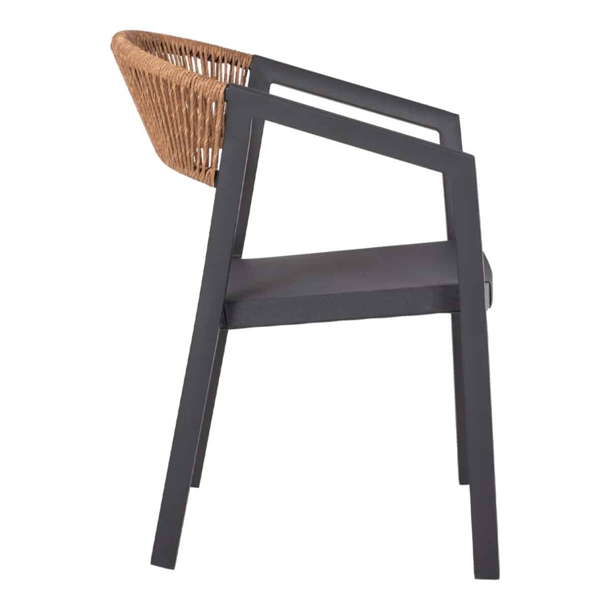 ΠΟΛΥΘΡΟΝΑ ΑΛΟΥΜΙΝΙΟΥ HM5891.01 ΑΝΘΡΑΚΙ ΣΚΕΛΕΤΟΣ&TEXTLINE-ΜΠΕΖ RATTAN 56,5x58x79Υ εκ. - Image 4