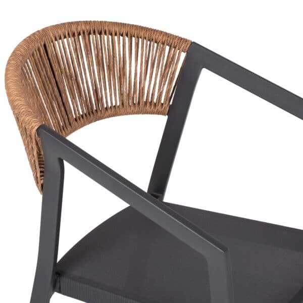 ΠΟΛΥΘΡΟΝΑ ΑΛΟΥΜΙΝΙΟΥ HM5891.01 ΑΝΘΡΑΚΙ ΣΚΕΛΕΤΟΣ&TEXTLINE-ΜΠΕΖ RATTAN 56,5x58x79Υ εκ. - Image 8