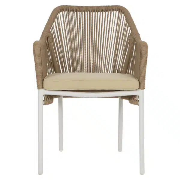 ΠΟΛΥΘΡΟΝΑ ΑΛΟΥΜΙΝΙΟΥ HM5855.01 ΛΕΥΚΟ ΜΕ ΣΧΟΙΝΙ WICKER PE ΜΠΕΖ 56x66x82 εκ. - Image 3