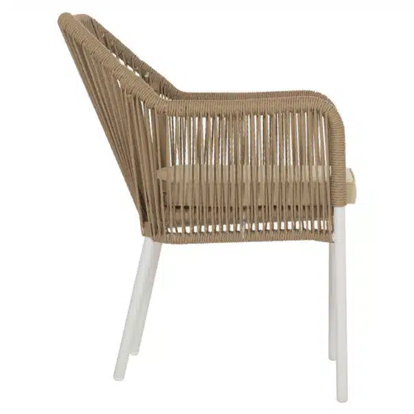 ΠΟΛΥΘΡΟΝΑ ΑΛΟΥΜΙΝΙΟΥ HM5855.01 ΛΕΥΚΟ ΜΕ ΣΧΟΙΝΙ WICKER PE ΜΠΕΖ 56x66x82 εκ. - Image 4