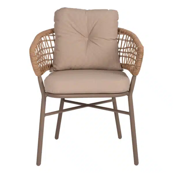 ΠΟΛΥΘΡΟΝΑ ΑΛΟΥΜΙΝΙΟΥ ΜΟΚΑ ΕΠΑΓΓΕΛΜ. RATTAN & ΜΑΞΙΛΑΡΙ ΜΠΕΖ HM5863.02 60x56x84 εκ. - Image 3