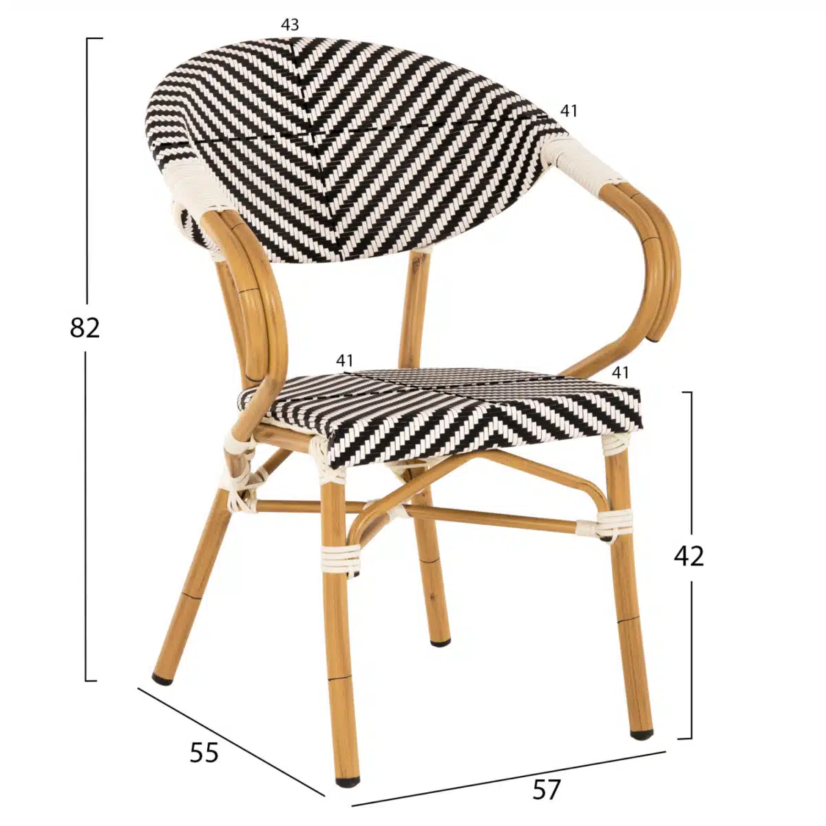 ΠΟΛΥΘΡΟΝΑ BAMBOO LOOK HM5861.01 ΜΑΥΡΟ-ΛΕΥΚΟ 57x55x82 εκ. - Image 2