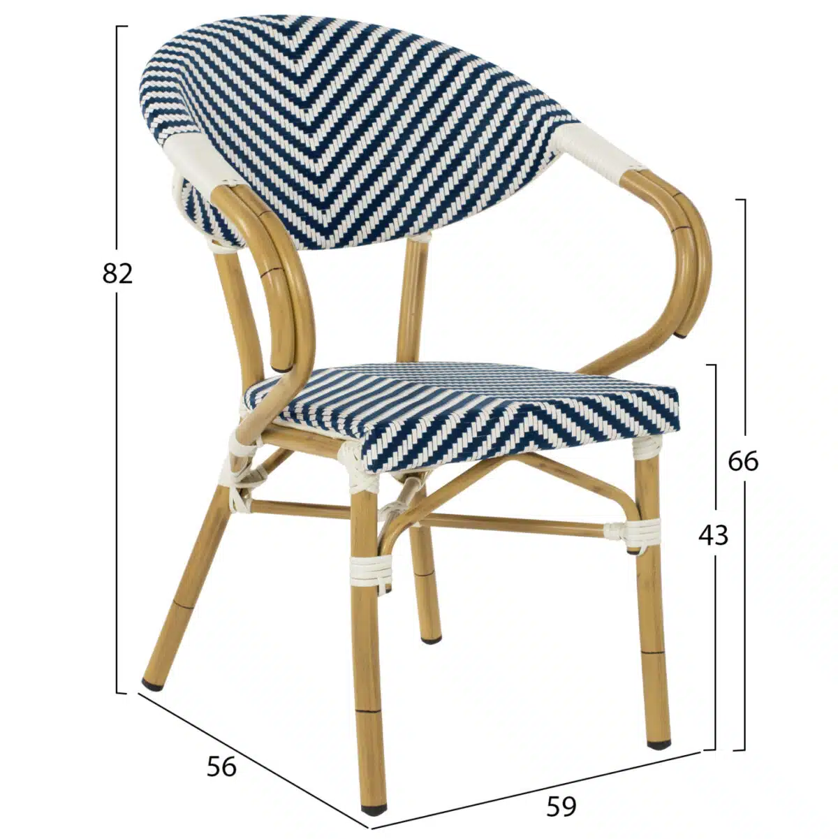 ΠΟΛΥΘΡΟΝΑ BAMBOO LOOK HM5861.02 ΜΠΛΕ-ΛΕΥΚΟ 59x56x82Yεκ. - Image 2
