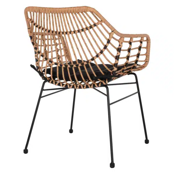 ΠΟΛΥΘΡΟΝΑ ΕΠΑΓΓΕΛΜΑΤΙΚΗ ΜΑΥΡΟ ΜΕΤΑΛΛΟ RATTAN ΜΠΕΖ & ΜΑΞΙΛΑΡΙ HM5864.01 58,5x60,5x80 εκ. - Image 5