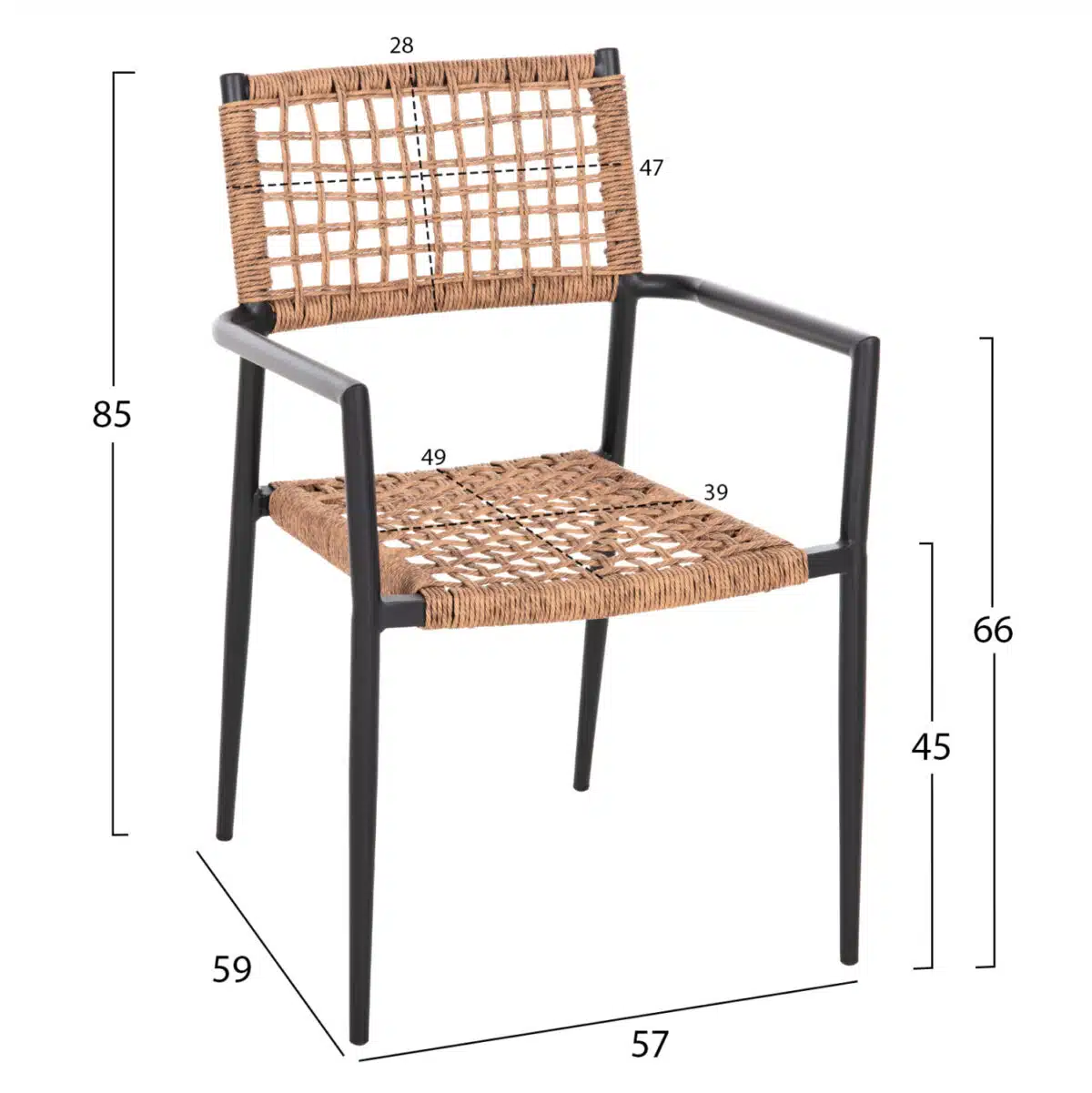 ΠΟΛΥΘΡΟΝΑ TRILAN HM6044.02 ΑΛΟΥΜΙΝΙΟ ΜΑΥΡΟ ΜΕ ΣΥΝΘΕΤΙΚΟ RATTAN ΦΥΣΙΚΟ 57x59x85Υεκ. - Image 2