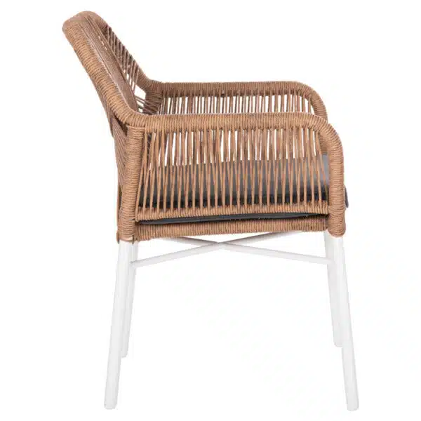 ΠΟΛΥΘΡΟΝΑ TOPIN HM6048.01 ΑΛΟΥΜΙΝΙΟ ΛΕΥΚΟ-P.E. RATTAN ΑΝΟΙΧΤΟ ΚΑΦΕ-ΜΑΞΙΛΑΡΙ ΓΚΡΙ 58x60x83Υ εκ - Image 4