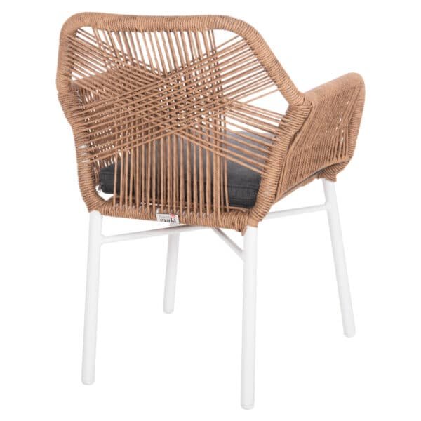 ΠΟΛΥΘΡΟΝΑ TOPIN HM6048.01 ΑΛΟΥΜΙΝΙΟ ΛΕΥΚΟ-P.E. RATTAN ΑΝΟΙΧΤΟ ΚΑΦΕ-ΜΑΞΙΛΑΡΙ ΓΚΡΙ 58x60x83Υ εκ - Image 5