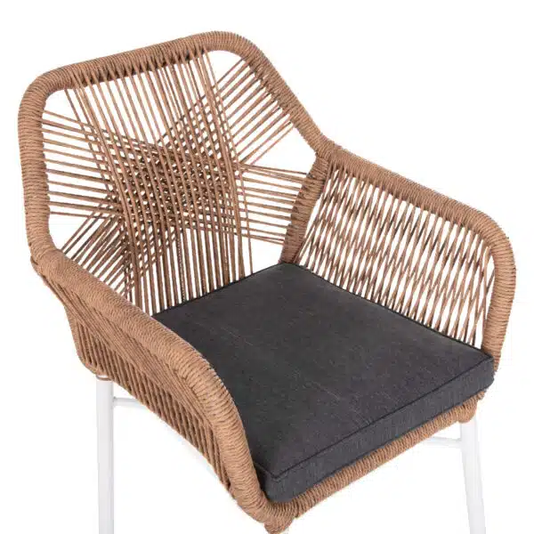 ΠΟΛΥΘΡΟΝΑ TOPIN HM6048.01 ΑΛΟΥΜΙΝΙΟ ΛΕΥΚΟ-P.E. RATTAN ΑΝΟΙΧΤΟ ΚΑΦΕ-ΜΑΞΙΛΑΡΙ ΓΚΡΙ 58x60x83Υ εκ - Image 7