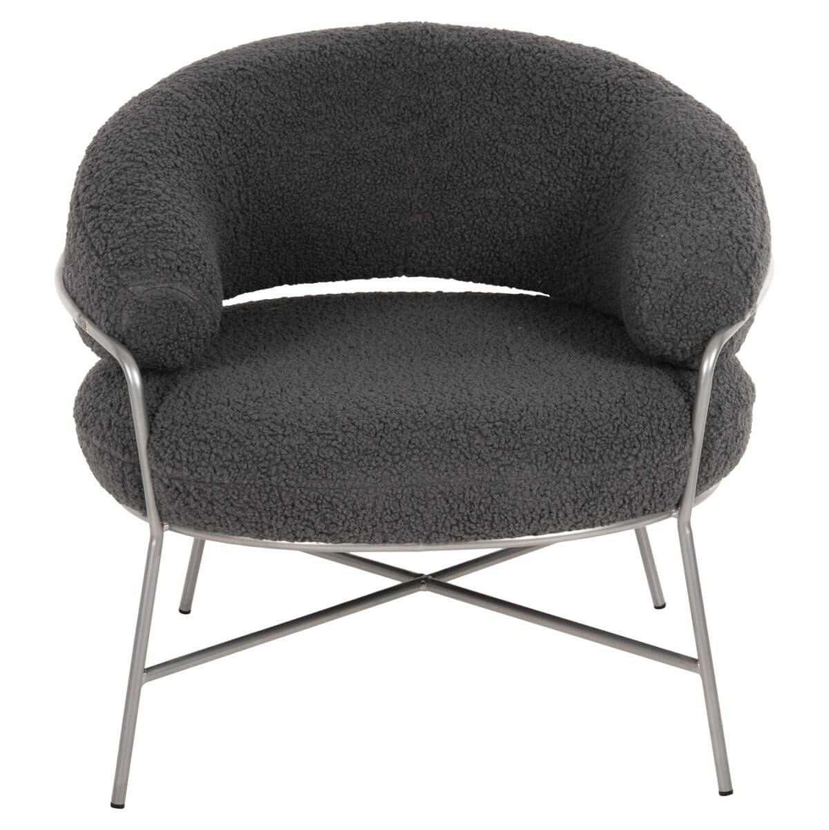 ΠΟΛΥΘΡΟΝΑ TRUDI HM8639.21 ΑΠΟ ΜΠΟΥΚΛΕ ΓΚΡΙ ΜΕ ΑΣΗΜΙ ΜΕΤΑΛΛΙΚΟ ΣΚΕΛΕΤΟ 84x79x76Υ εκ. - Image 3